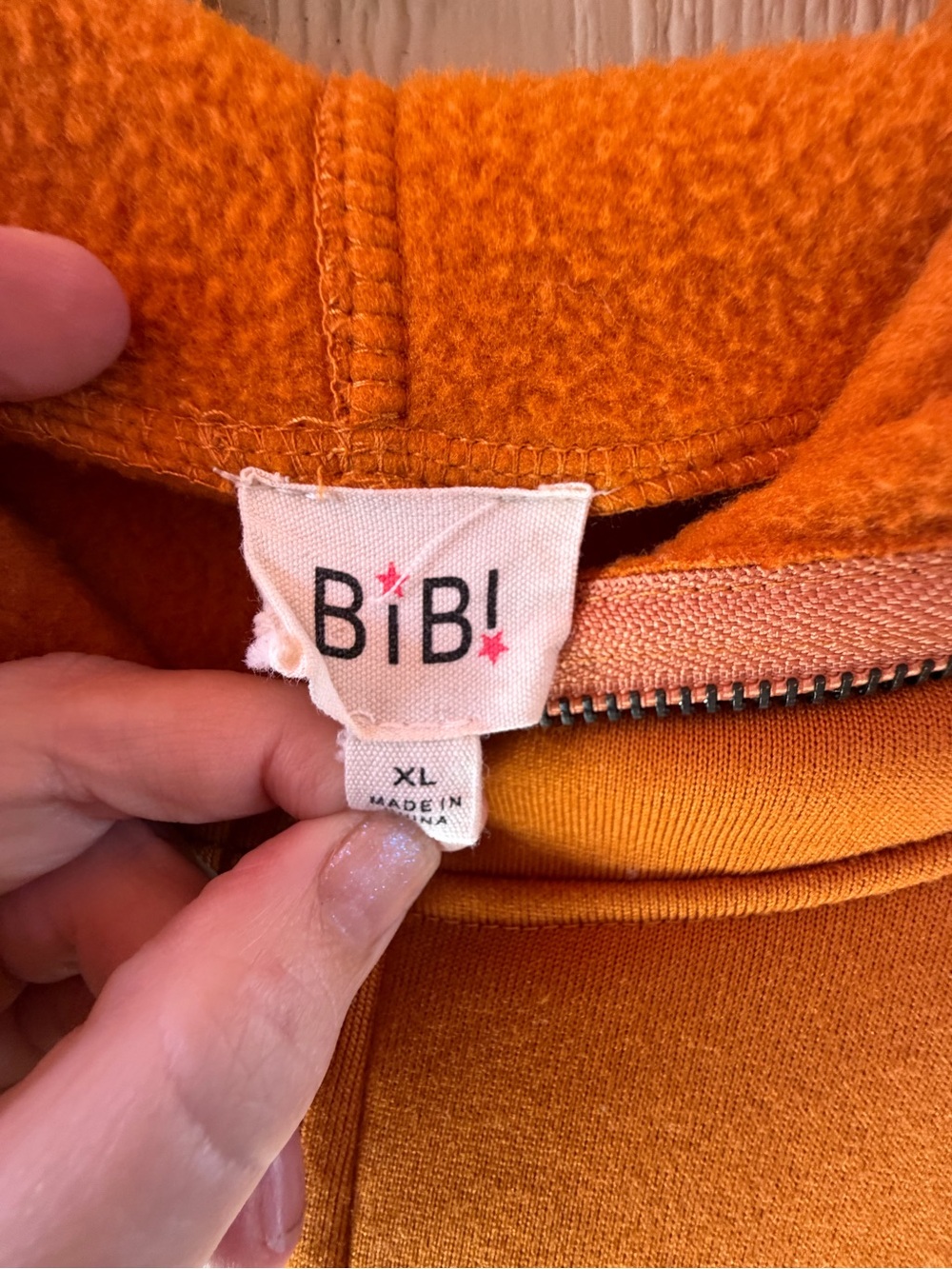 Oversized Burnt Orange Distressed Half-Zip Hoodie (XL) - Picture 3 of 3
